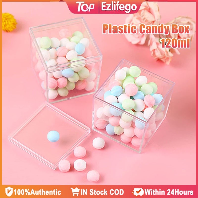 ☸ ♞Clear Plastic Candy Box 3x3x3cm Clear Favor Boxes for Wedding,Party