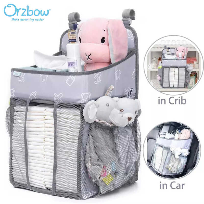 Orzbow Portable Organizer Hanging Diaper Organization Storage for Baby Essentials Hang on Crib