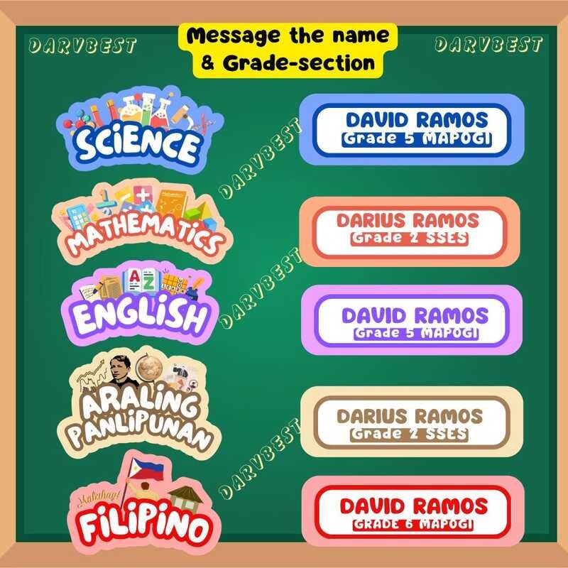 Subject Sticker Labels For Notebook Scratch Proof & Waterproof High ...