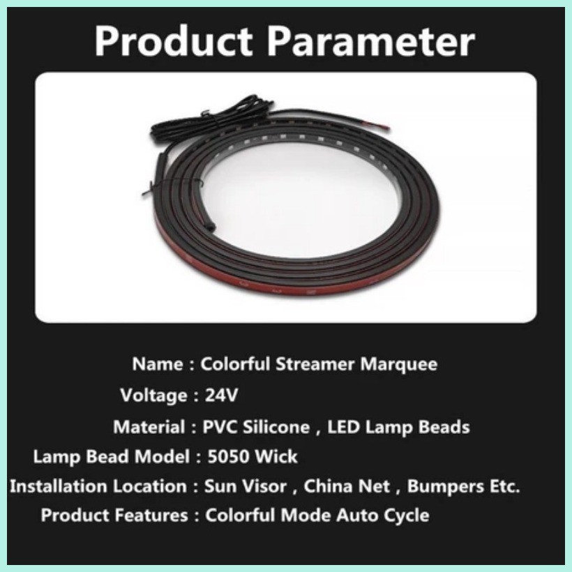 12v 24V LED Truck Light Strips Ambient Light Brake Warning Driving ...