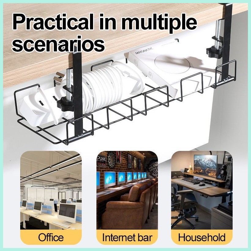 Under Table Wire Organizer Cable Management Tray No Drill Table ...