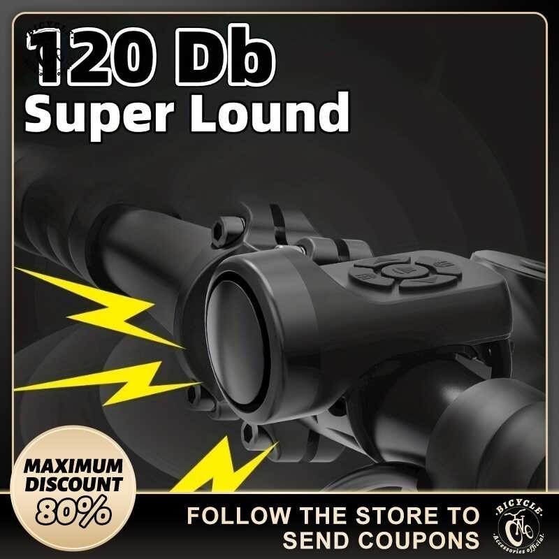 MTB Bike Loud Rechargeable Warning Antitheft 120 Decibels Bicycle Horn