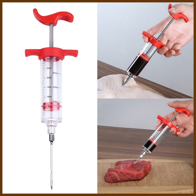 Marinade Stainless Steel Injector Flavor Cooking Meat Poultry Turkey ...