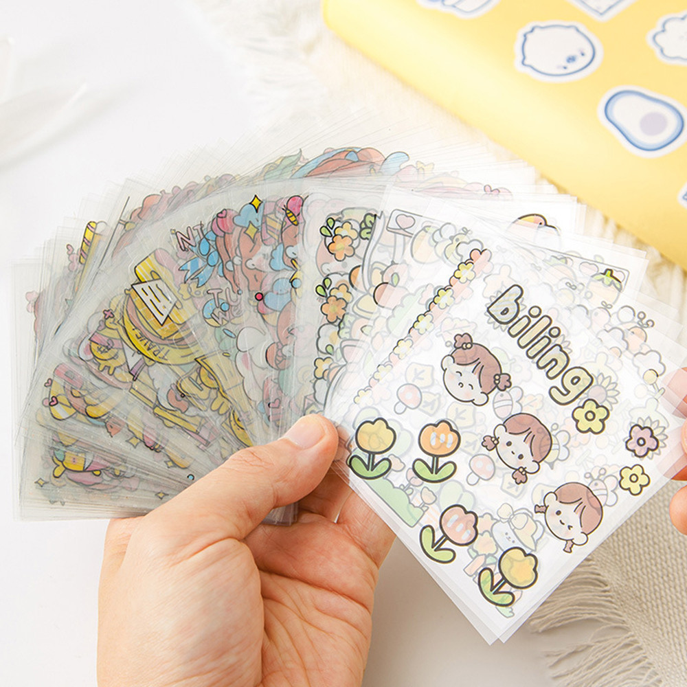 100 Sheets Cartoon PET Waterproof Sticker DIY Diary Handbook Decorative ...