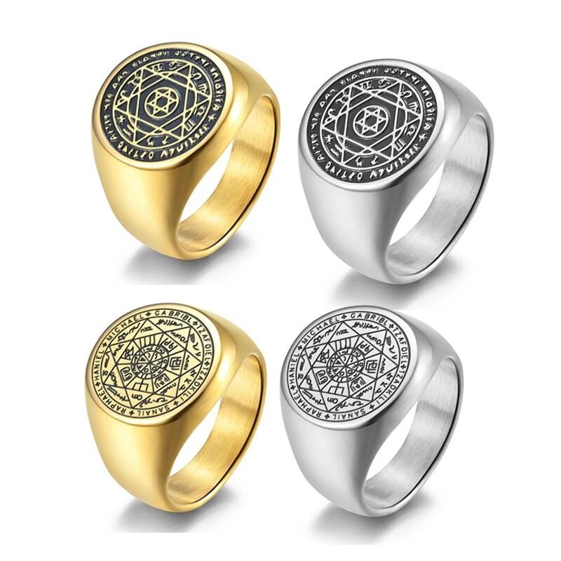 Stainless Steel Solomon Seal Rings for Men Him Hexagram The Seal Of The ...