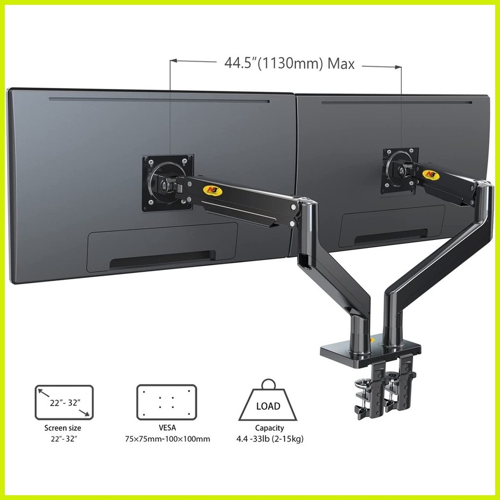 NB North Bayou G32 Dual Monitor Arm Ultra Wide Full Motion Swivel ...