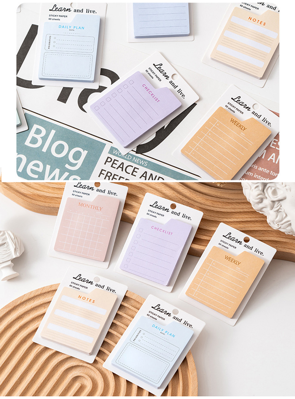 60 Sheets Multifunctional Sticky Notes Notepad Memo To Do List Planner ...
