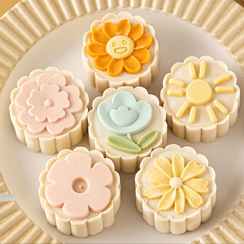 Mooncake mold Cute 3D flower pattern, 50 grams, 6 pieces per set, DIY ...