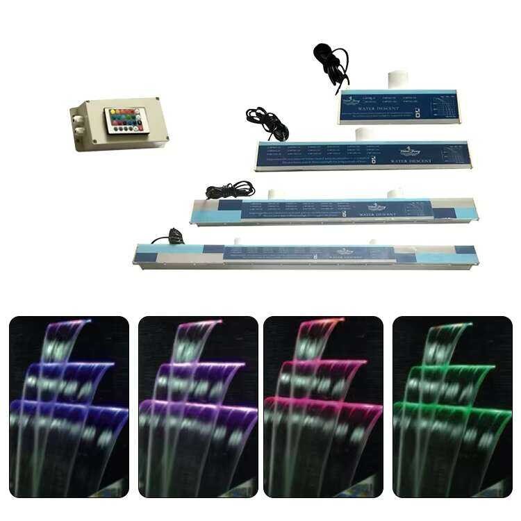 RGB Light Rectangular Stainless Steel Swimming Pool Cascade Water Blade ...