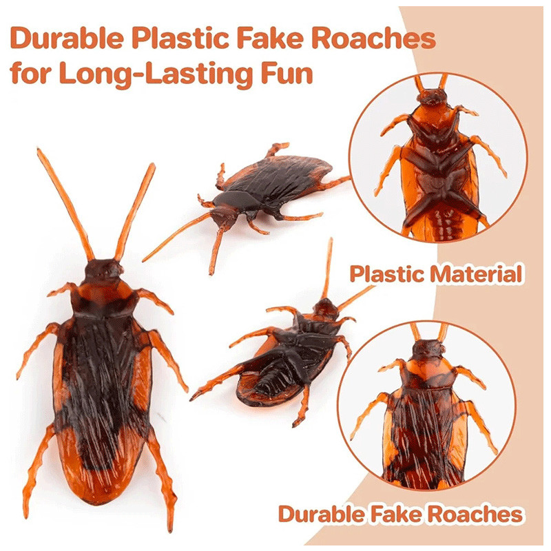 10Pcs Lifelike Simulation Cockroach Toys Bug Realistic Fake Cockroach ...