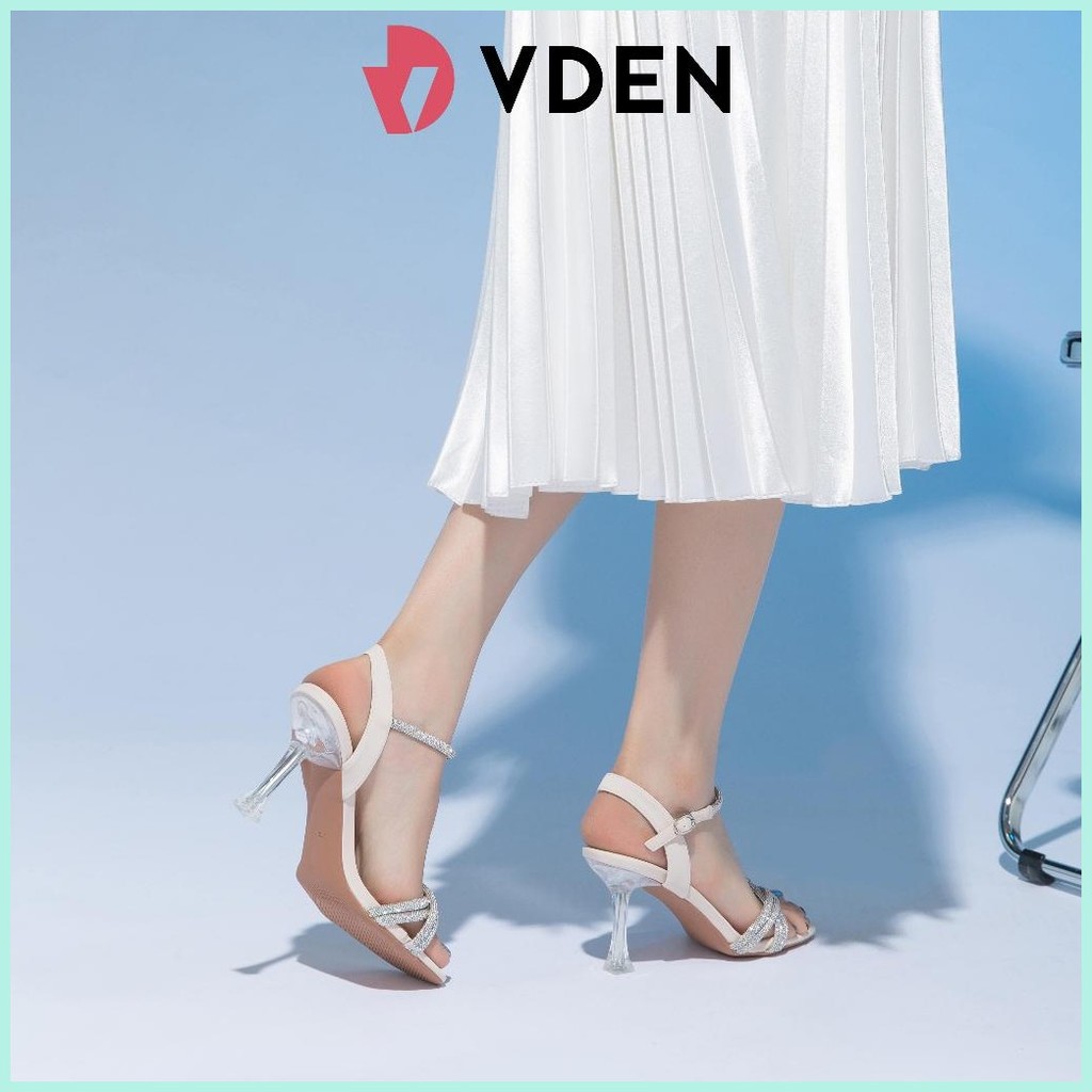 VDEN Sexy Rhinestone Bling Heeled Sandals 3.5INCH/9CM One-button ...