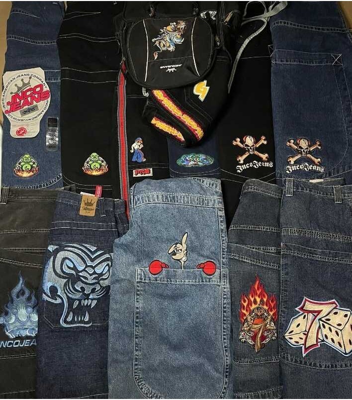 Hop Hip Baggy Kababaihan Jnco Y2k Damit Matanda Embroidered Quality