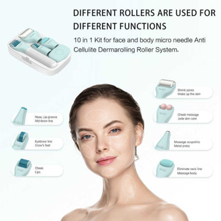 10 Sa 1 Dermaroller Kit Face Massager Microneedling Derma Rolling ...