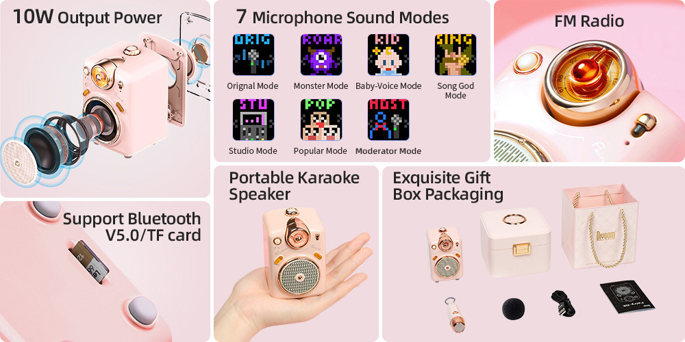 Divoom Fairy-OK Portable Bluetooth Speaker with Microphone Karaoke ...