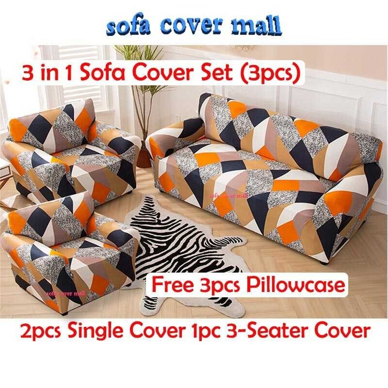 COD 2024 3 sa 1 3Seater 2 Single Stretchable Set ng Sofa Covers Regular