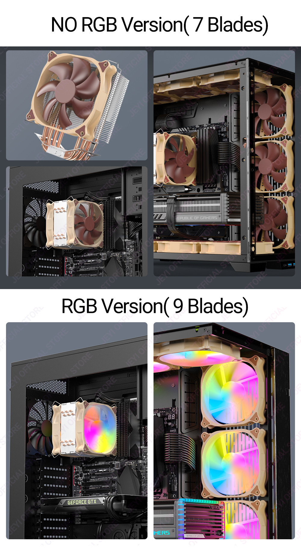 JEYI CPU Cooler 4/6 Heat Pipe Tower Radiator PC 120mm 4PIN PWM Fan for ...