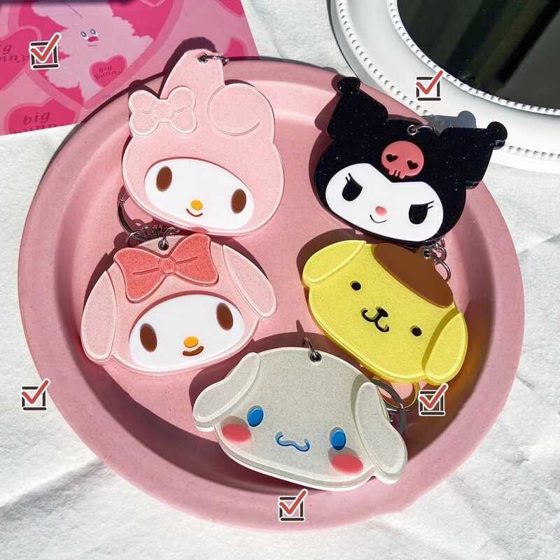 Sanrio Makeup Keyrings Kuromi Kawaii Anime Sliding Cover Mirror Cartoon ...