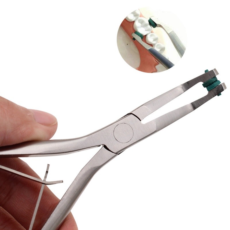 Dental Stainless Steel Crown Plier Remover with Green Rubber Tipped