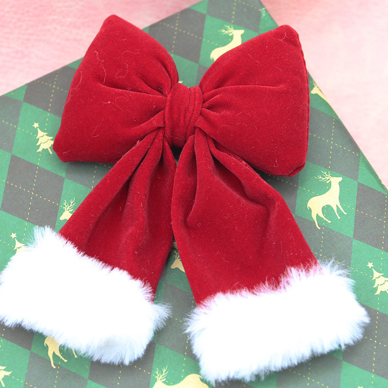 ((1 Piece/bag) 15cm Christmas Flocking Ribbon Bow Christmas Tree ...