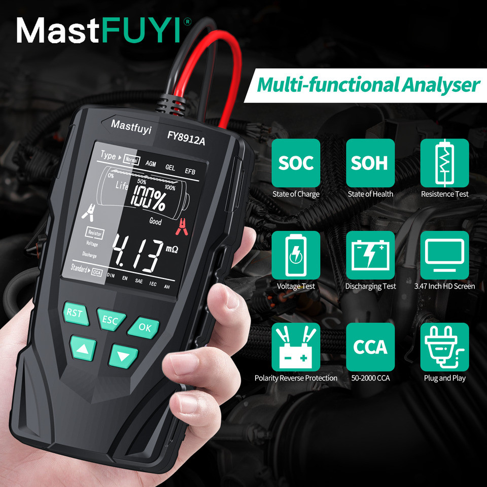 MASTFUYI FY8912A Car Battery System Tester 12V 24V Car Motorcycle Truck