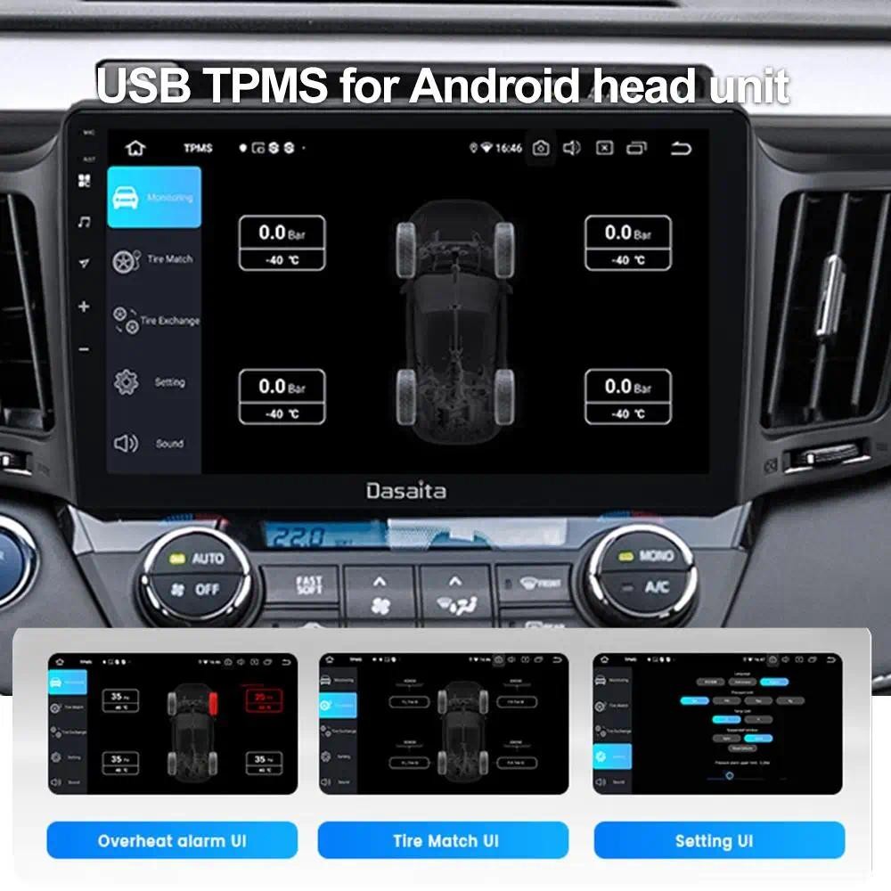 USB Android Car TPMS Wireless Transmission Tire Pressure Monitoring ...