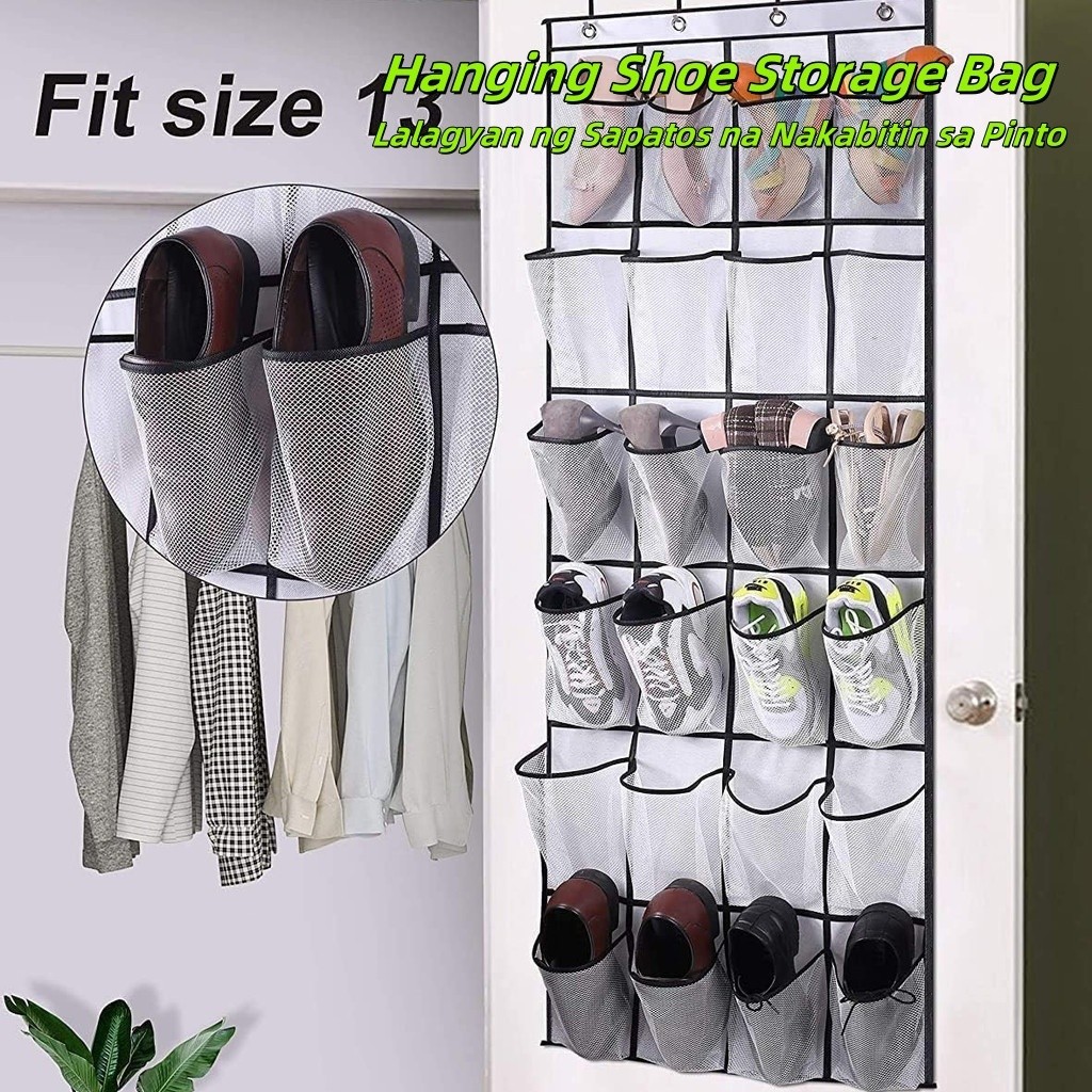 24 Pockets Hanging Shoe Rack Organizer Behind Door Multifunctional Wall ...