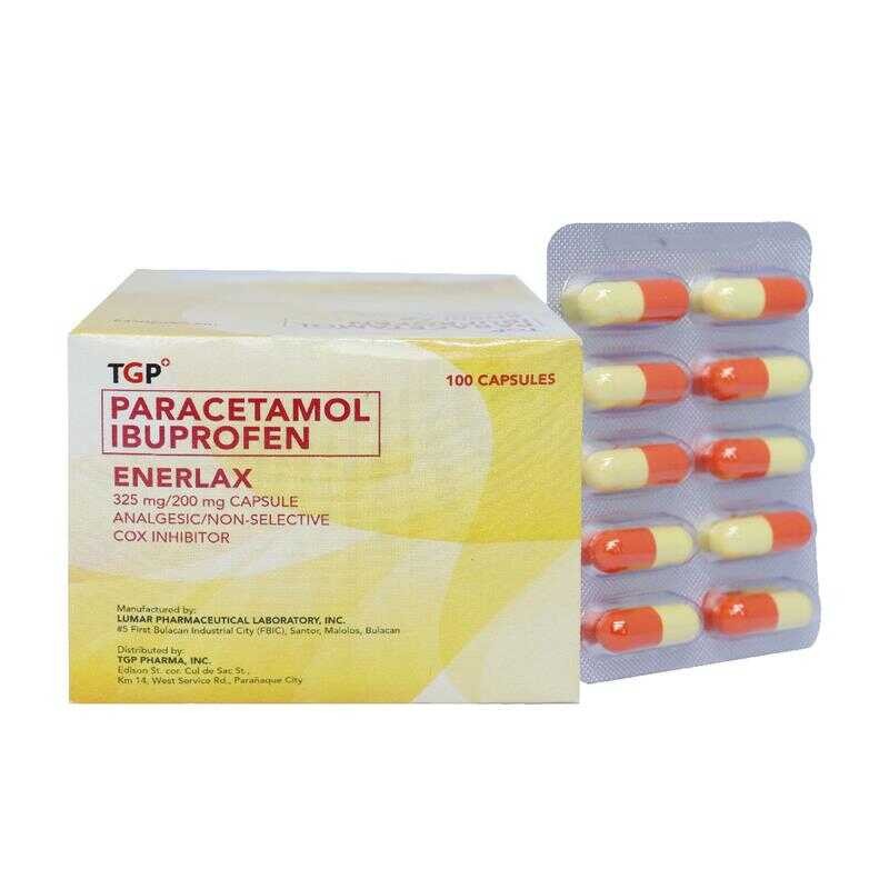 ENERLAX Paracetamol+Ibuprofen 325Mg/200Mg Capsule 10S FDA | Shopee ...
