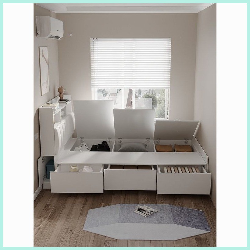 Tatami floor Drawer Cube Platform Small bed box Single bed storage ...