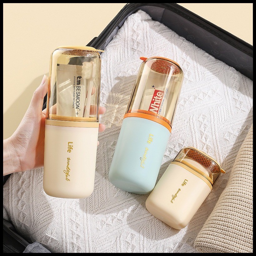 ♟ Travel Set Toothbrush Cup Soap Storage Box Portable Toothbrush Holder ...