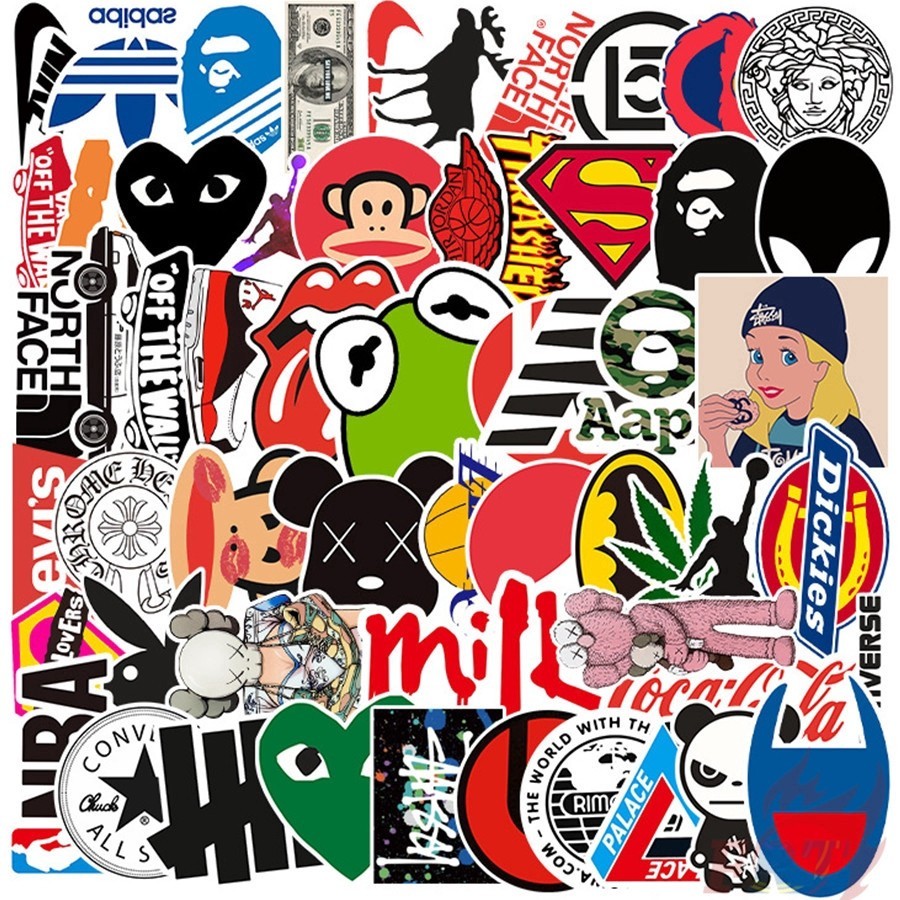Fashion Brand Logo - Series 02 Mixed Stickers 55Pcs/Set Kaws Waterproof ...