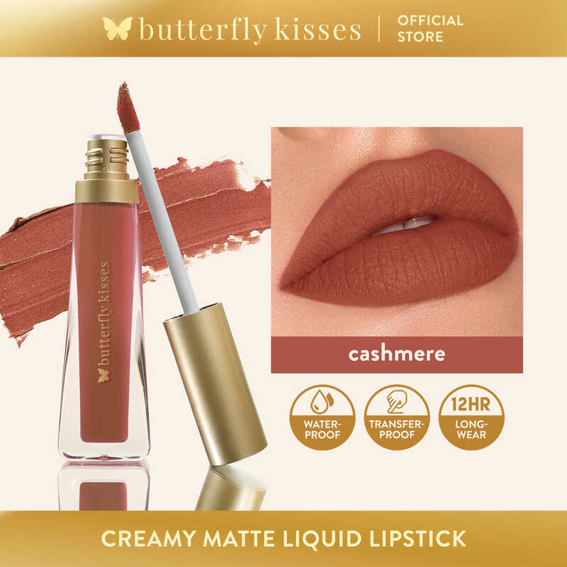 Butterfly Kisses Creamy Matte LongLasting Liquid Lipstick (Cashmere