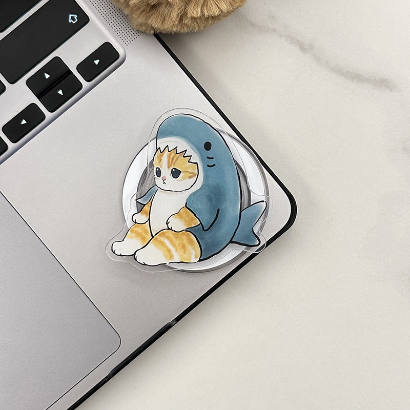 Universal Cartoon Shark Cat Magnetic Attraction Stand Phone Kickstand ...