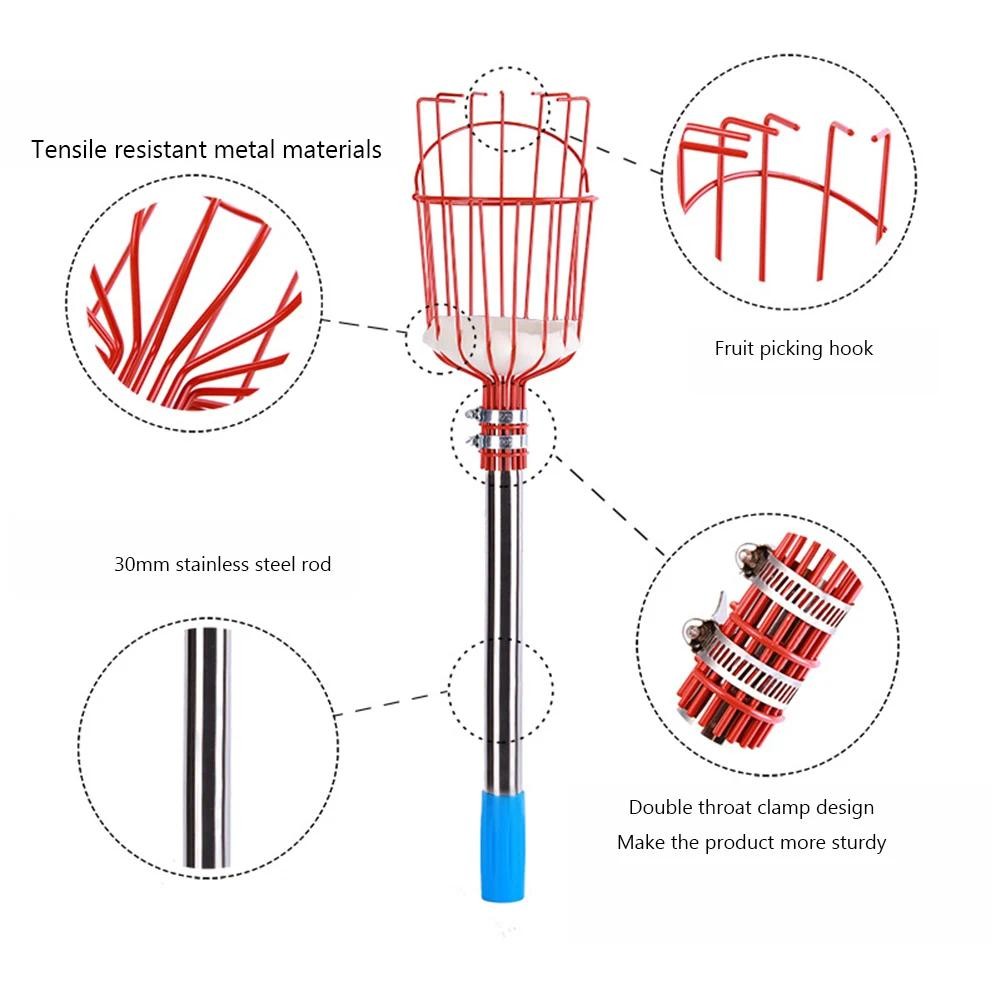 adjustable Fruit Picker rod Kit fruit Picker Pole with Basket Fruits ...