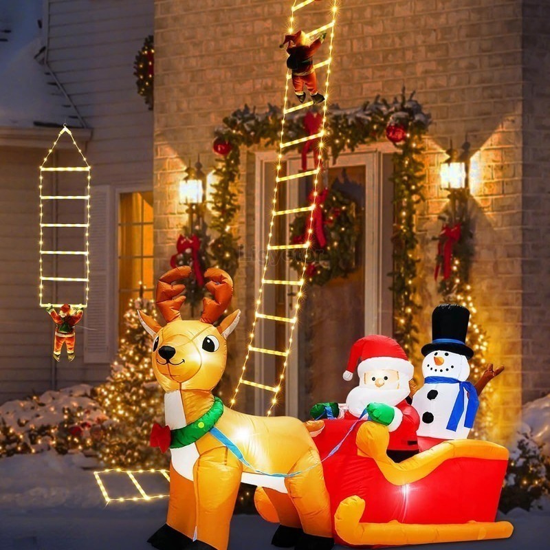 Ligyetor Santa Claus Climbing Ladder Light Christmas String Lamp