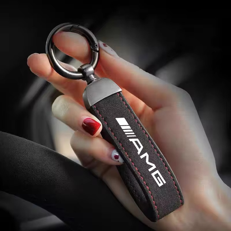 BYD Car Suede Leather Keychain Pendant Key Chain Holder Carbon Patter ...