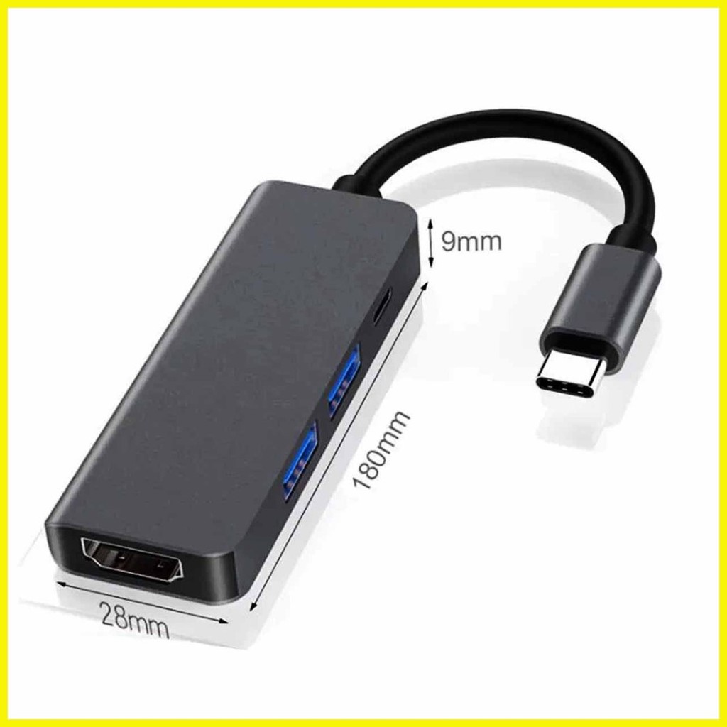 Type C to HDMI 2 USB 3.0 Fast Data Hub 4 in 1 USBC PD Charging HDMI