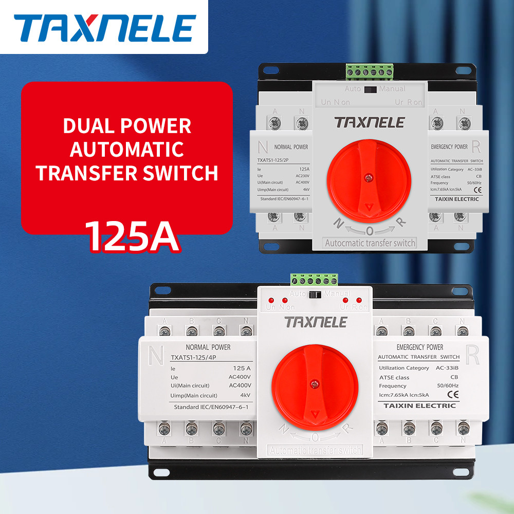 2P 4P 125A ATS Dual Power Automatic Transfer Switch AC 230V MCB Auto ...