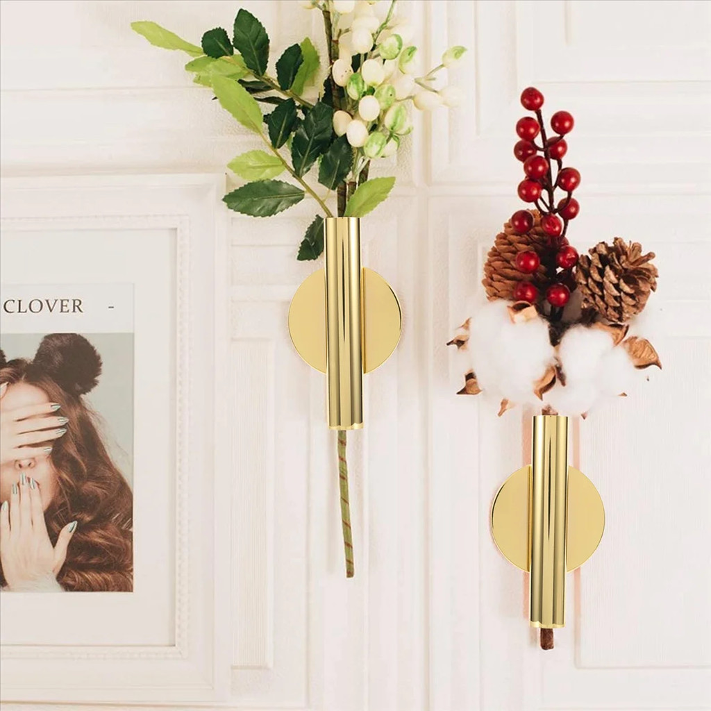 Creative Wall Mounted Flower Tube Nordic Style Non Perforated Flower ...
