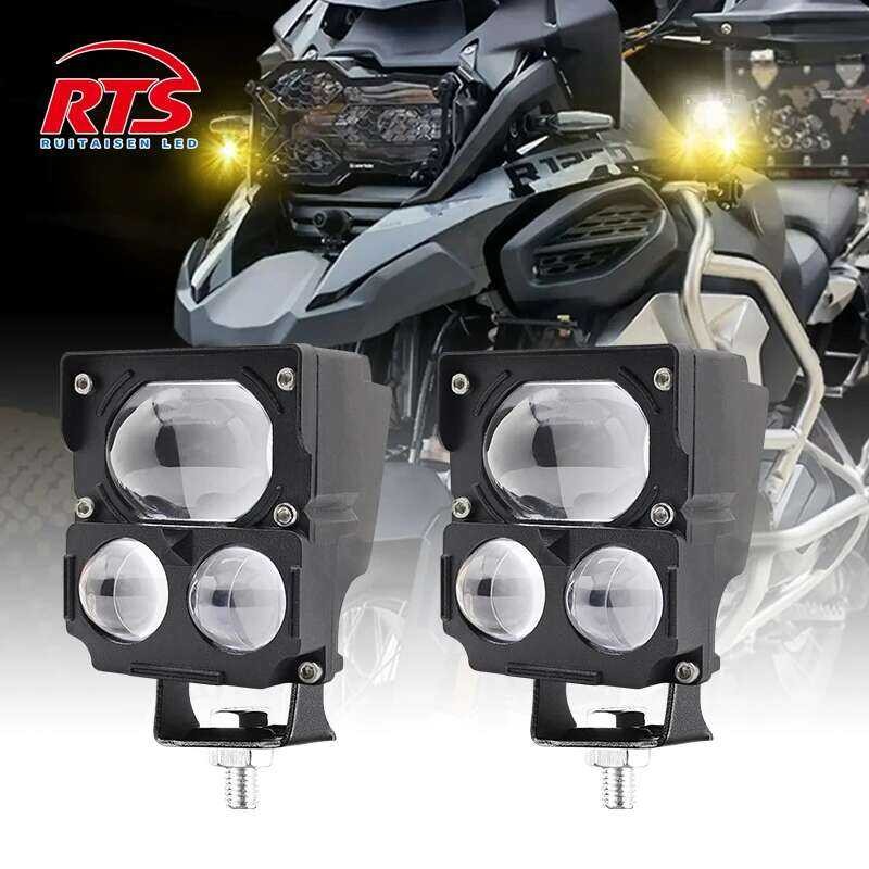 A 3 Lens Motorcycles LED Headlight Work Spot Light Hi/Low Beam ...