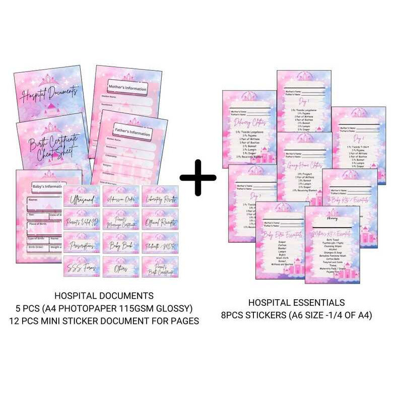 BABY HOSPITAL DOCUMENTS AND ESSENTIAL SET WITH BIRTH CERTIFICATE CHEAT ...