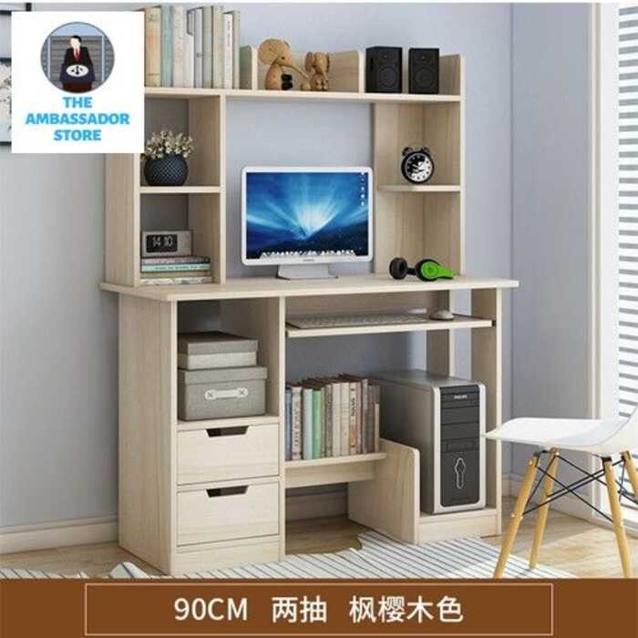 Scandinavian Multi-Functional Computer Desk Table With Shelves ...