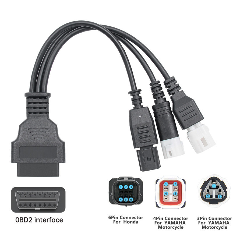 3in1 For yamaha & Honda & Kawasaki Motorcycle 3Pin 4Pin to 16PIN OBD 2