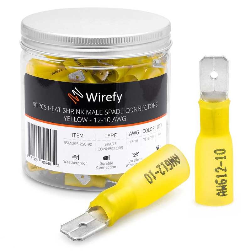 PCS Wirefy 90 Male Heat Shrink Connector Kit Quick Disconnect Wire ...