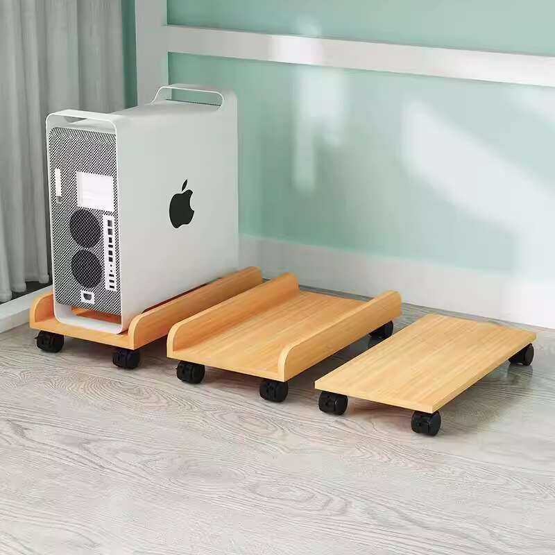 Wooden Movable Roller Mainframe Tray Base Desktop Home Office Computer ...