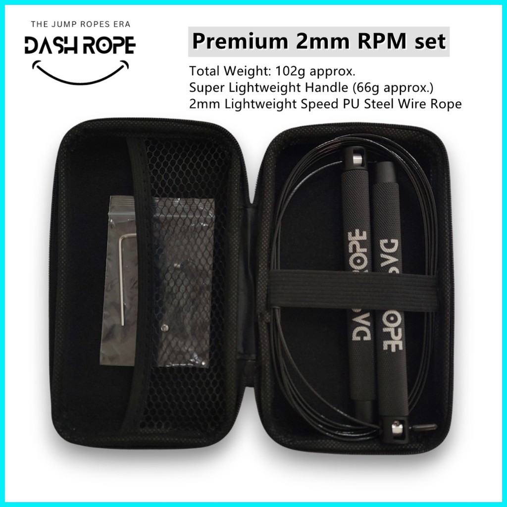 DASH ROPE Premium RPM 2mm Steel Wire Cable Speed Skipping Jump Ropes ...