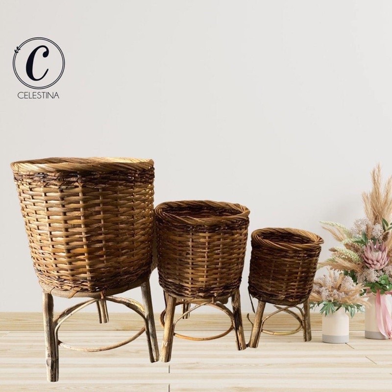 rattan plant stand set of 3 | Shopee Philippines