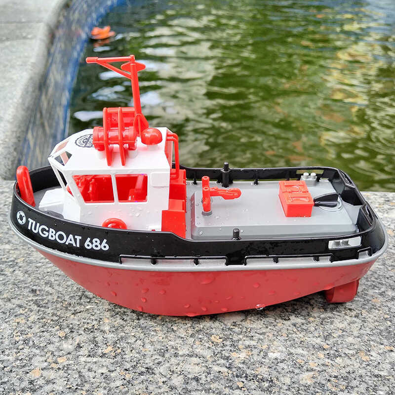 2.4G Long Endurance Remote Control Tugboat Simulation Red Fire Model ...