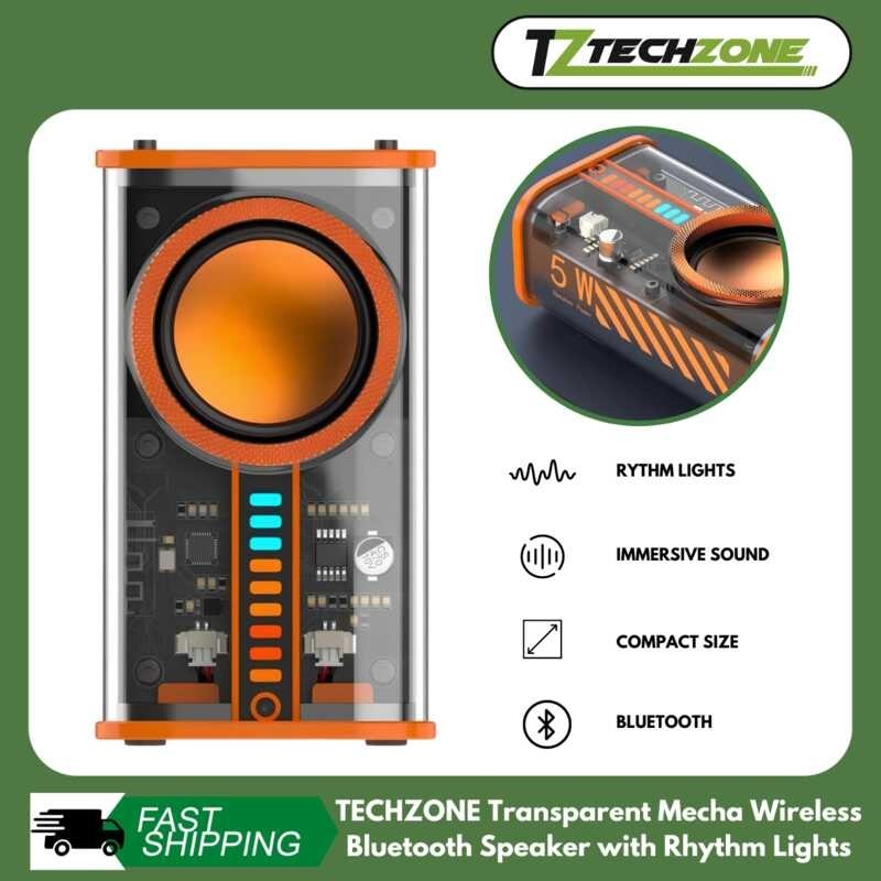 COD 2024 TECHZONE Transparent Wireless Bluetooth Speaker na may Rhythm ...