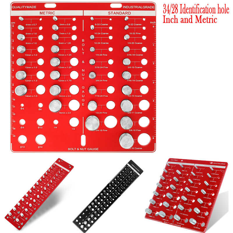 Identification 34/28 Nut Bolt Checker Imperial and Metric Thread Gauge