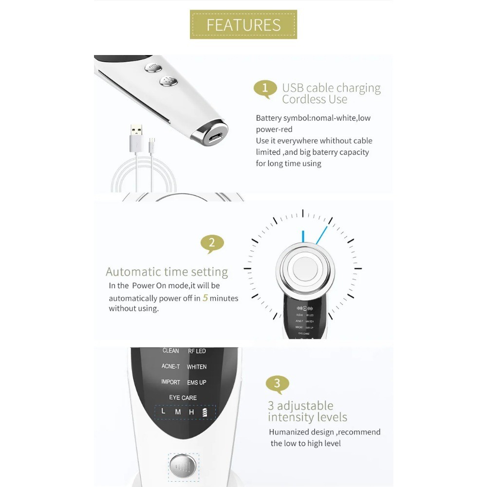 7 in 1 Face Lifting Device EMS Microcurrent Skin Rejuvenation Facial ...